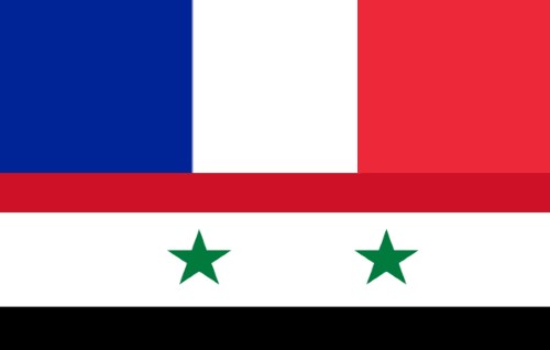 Bandera de Francia (arriba) y Siria (abajo) 