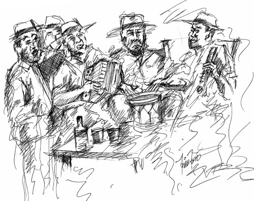 Ilustración de una parranda vallenata. Por Efraín Quintero Molina 