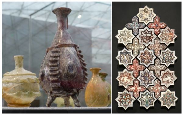 Algunas de las piezas expuestas en la Sala de las Artes del Islam en el Louvre  