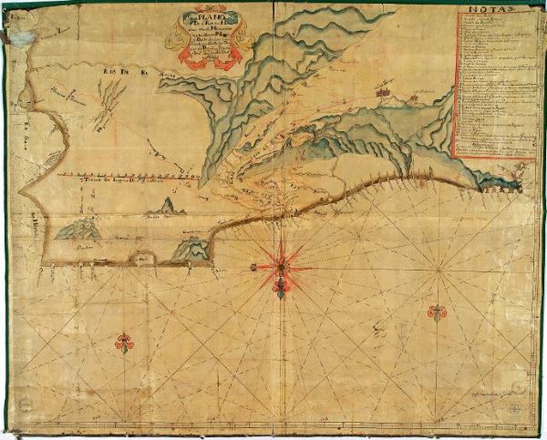 Plano del Río de el hacha desde Maracaibo hasta Santa Marta y Valledupar, levantado por Joseph Xavier Pestaña y Chumazo, teniente gobernador de esta ciudad en 1753 / Foto: Archivo general de la Nación. Plano del Río de el hacha desde Maracaibo hasta Santa Marta y Valledupar, levantado por Joseph Xavier Pestaña y Chumazo, teniente gobernador de esta ciudad en 1753 / Foto: Archivo general de la Nación.